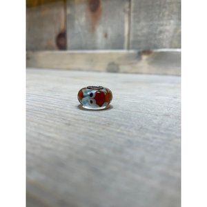 Cartoon nautical blue fish bowl gold fish murano glass 925 sterling silver